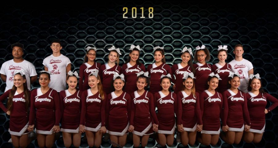 The cheer team poses for a picture moments before hitting the mat. (Photo Credits: Bishop Moore High School)