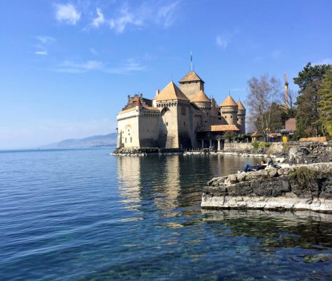 The Chateau of Chillon has beautiful views of Lake Geneva in Switzerland.