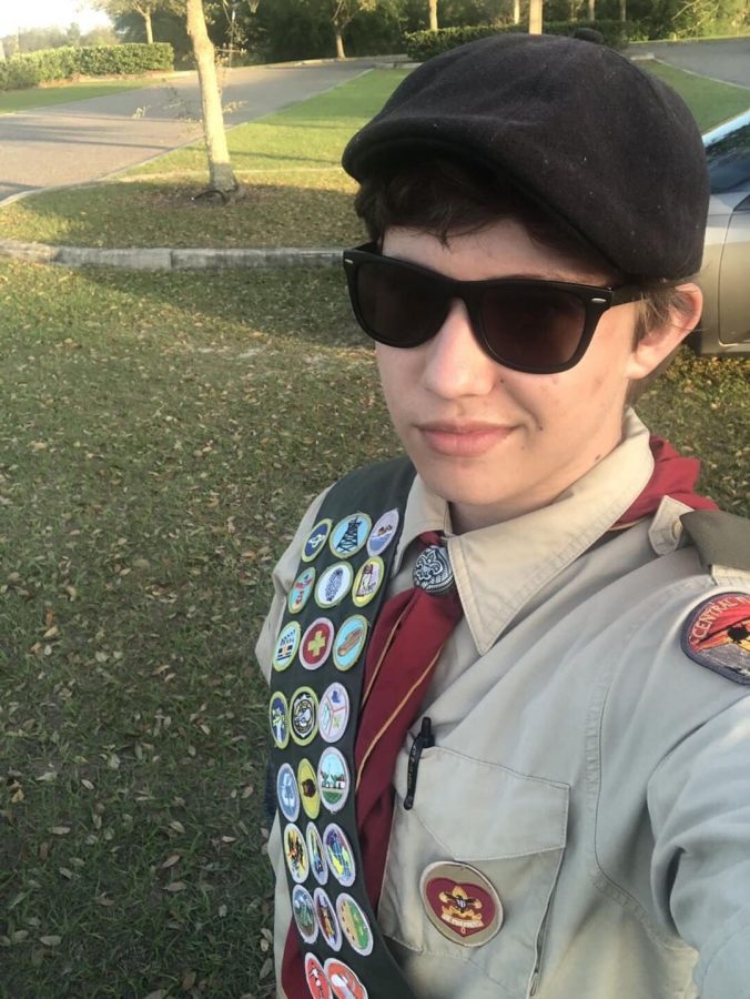 Junior, Clayton Pollard dressed in Eagle Scout attire.