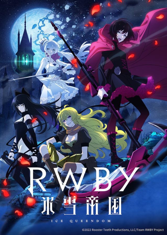 A promotional poster for the upcoming anime “RWBY Ice Queendom by Rooster Teeth Productions, LLC/Team RWBY Project.