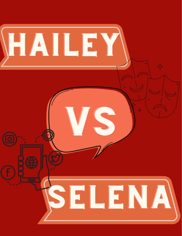 Graphic image illustrating the situation between Hailey and Selena