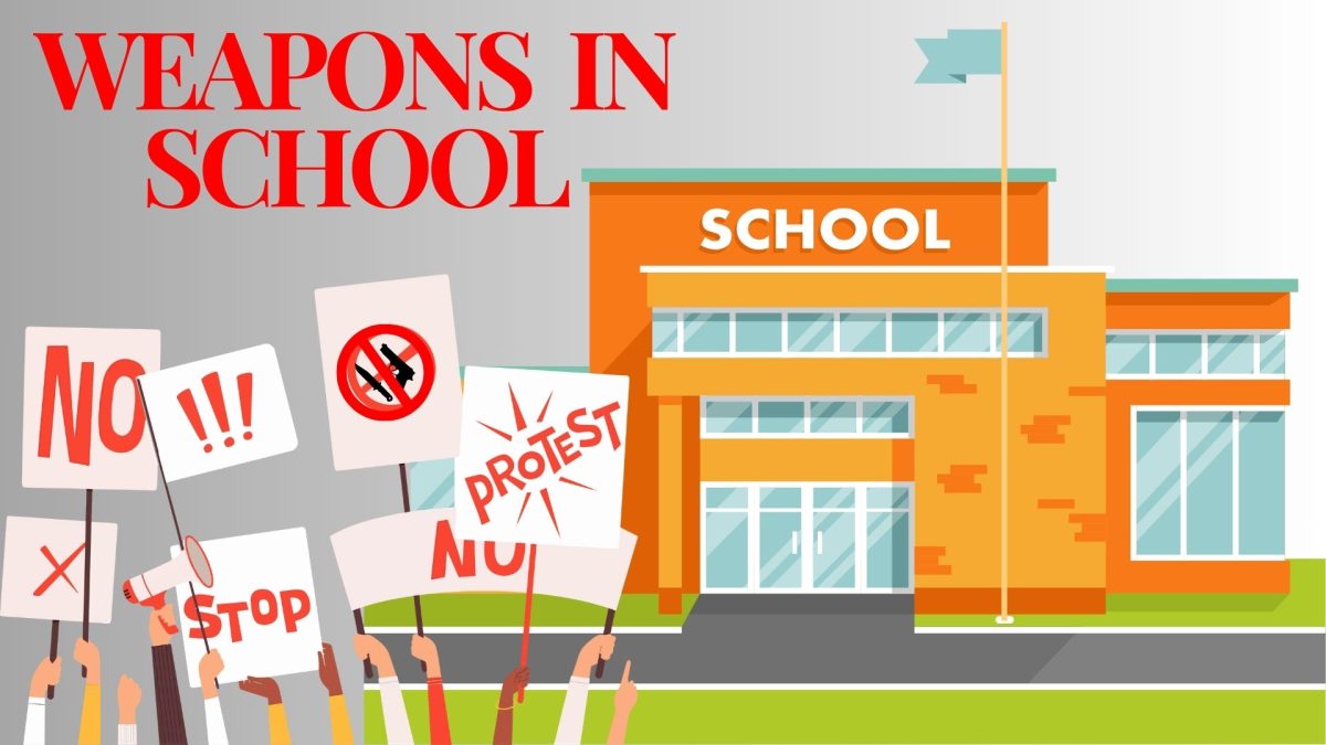 Students protesting weapons outside of a school. (Canva) 