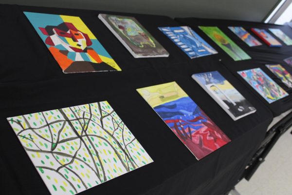 Artwork showcased at the Hispanic gallery night. 