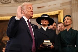 President Trump being sworn in. (Shutterstock) 