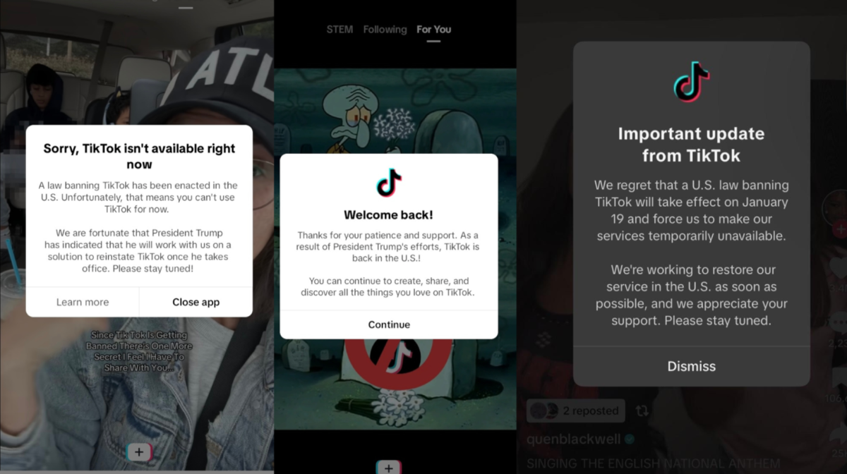 Pop-up-messages that TikTok sent out to its U.S users.  