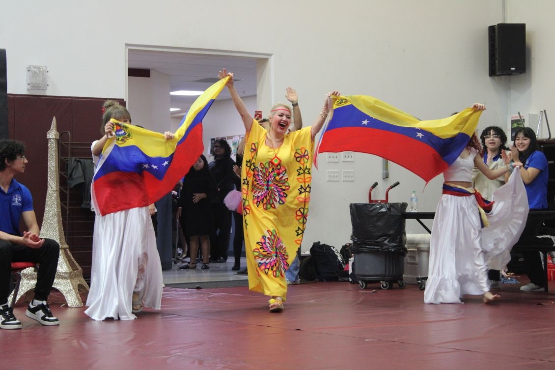 Ingrid Proenza making an entrance during Multicultural night celebrating Venezuela. 