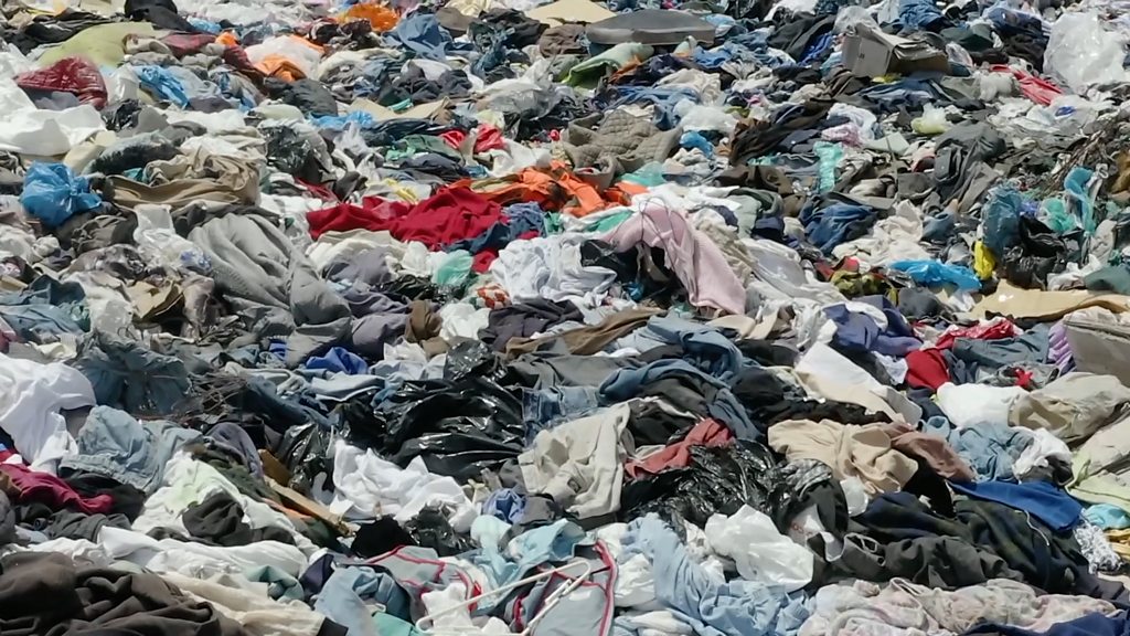 Clothes piling up due to fast fashion.