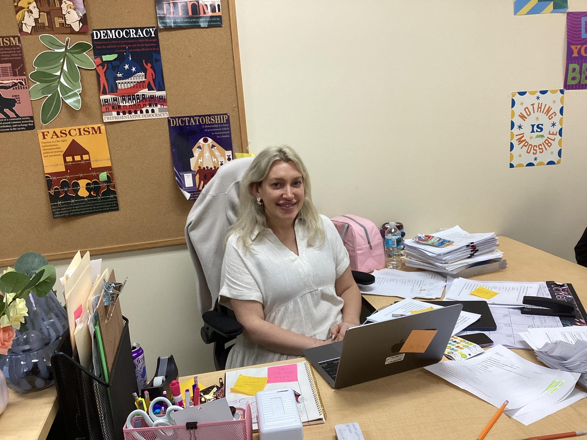 Hayley Zalcman at her desk