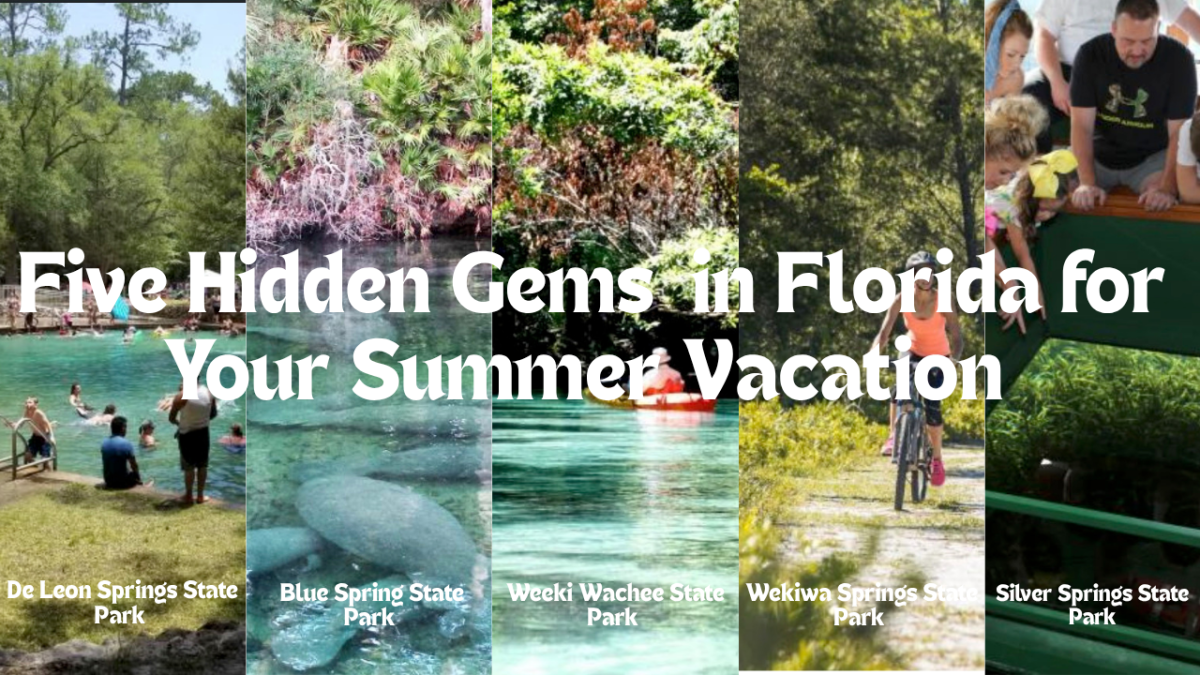 A photo of five of Florida’s best hidden gem state parks. Photos sourced from Florida State Parks